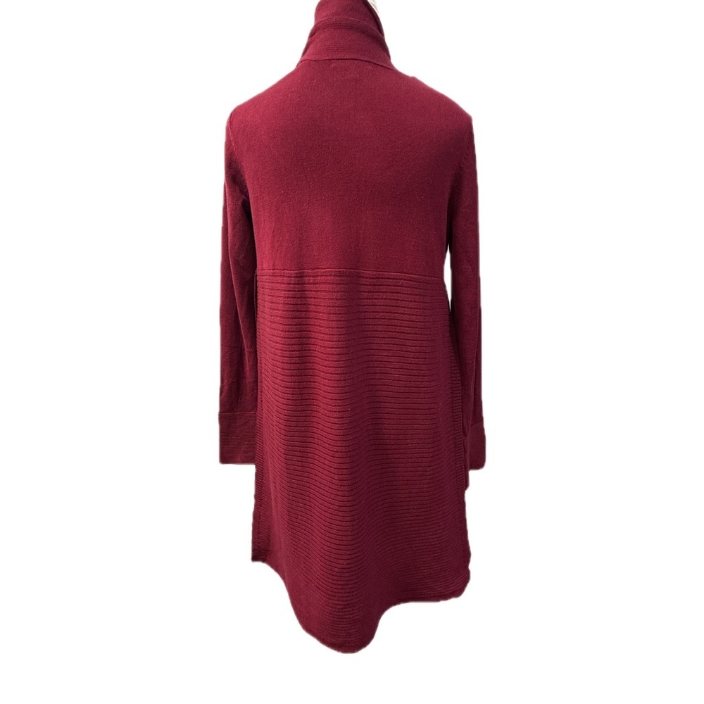 89th + Madison Red Burgundy Open Front Long Duster Cardigan Size Small - Picture 3 of 6